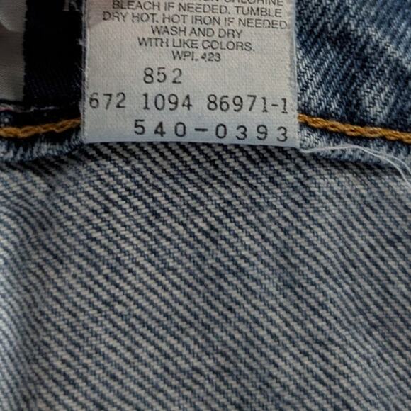 Vintage Levi's Baggy Crop Jeans Mens 40 Blue Raw Hem Loose Relaxed 90s - Picture 7 of 9